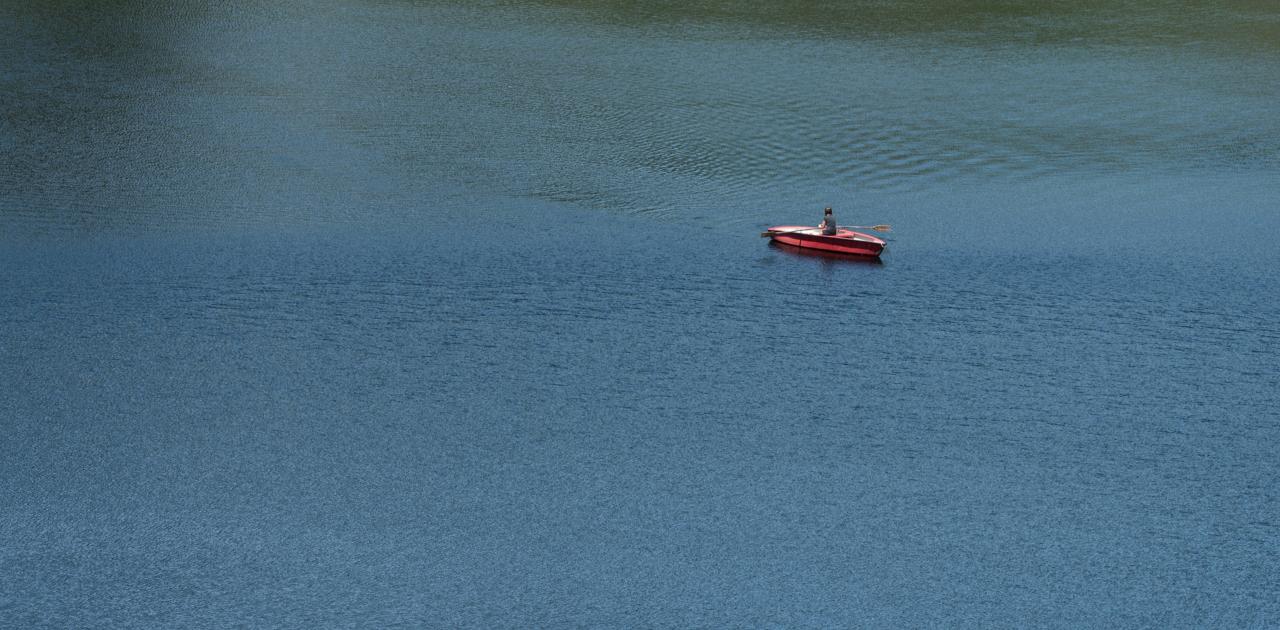 einsames Boot auf dem Körbersee (c) Johannes Fink