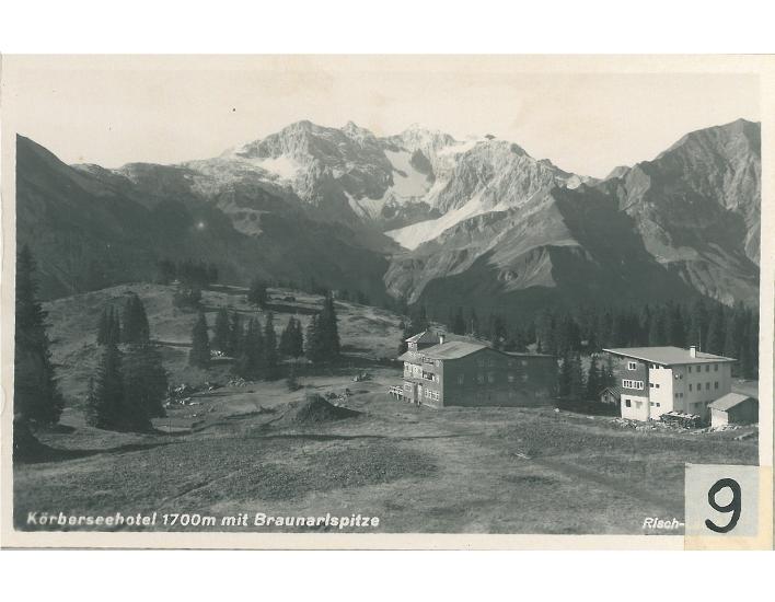 Alte Postkarte mit Berghotel Körbersee